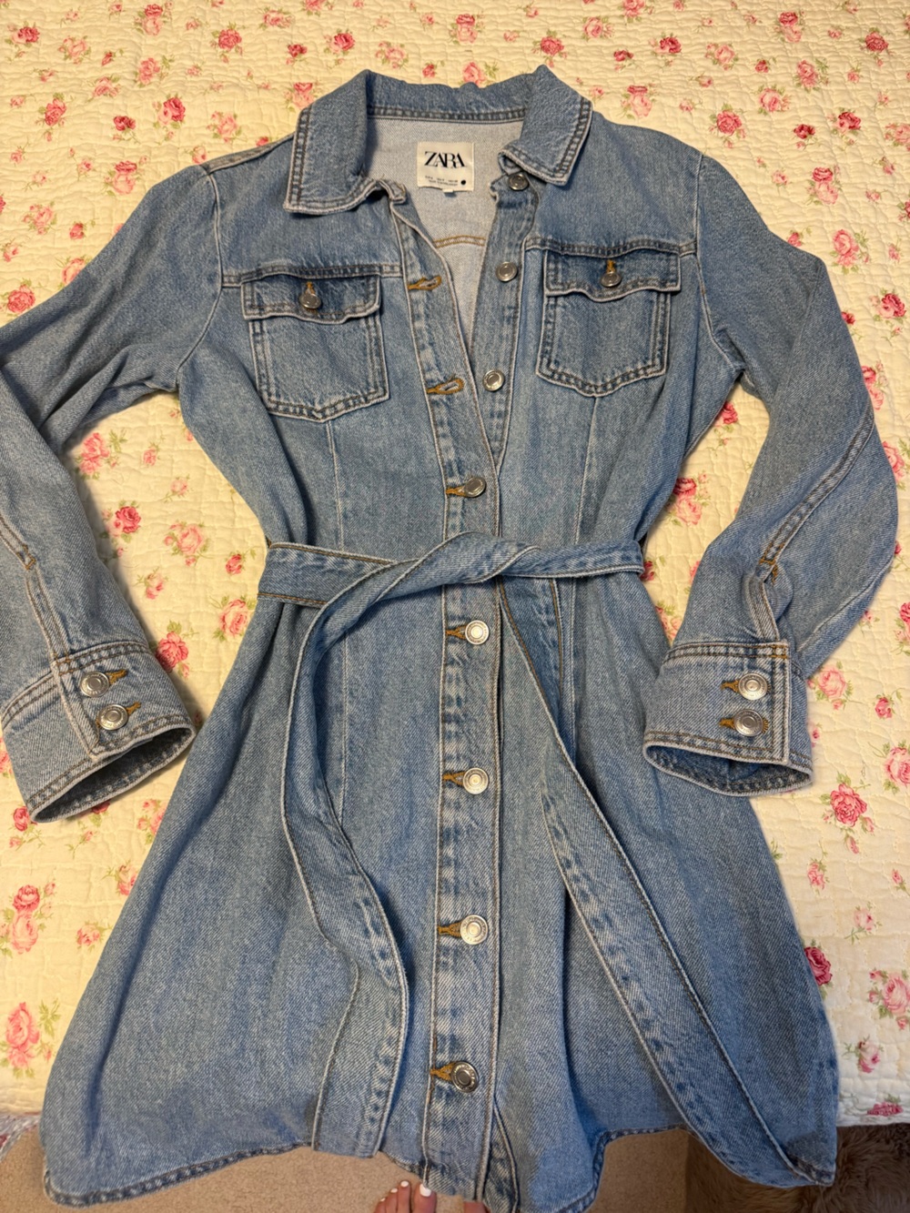 Zara Denim Button Down Mini Dress size small